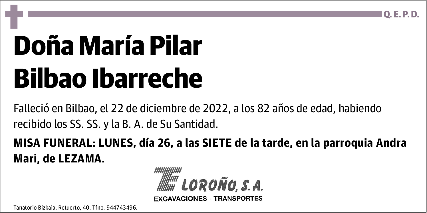 María Pilar (Loroño) Bilbao Ibarreche