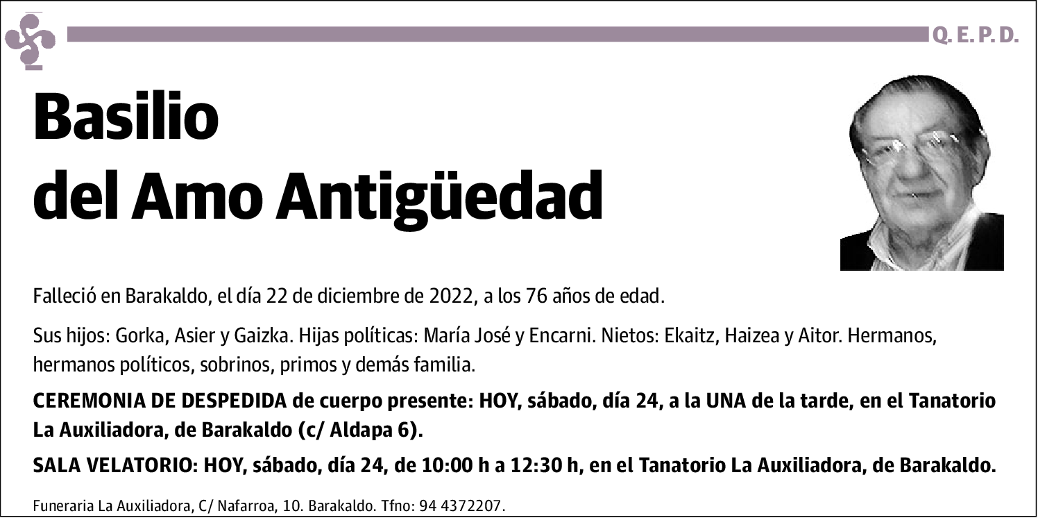 Basilio del Amo Antigüedad