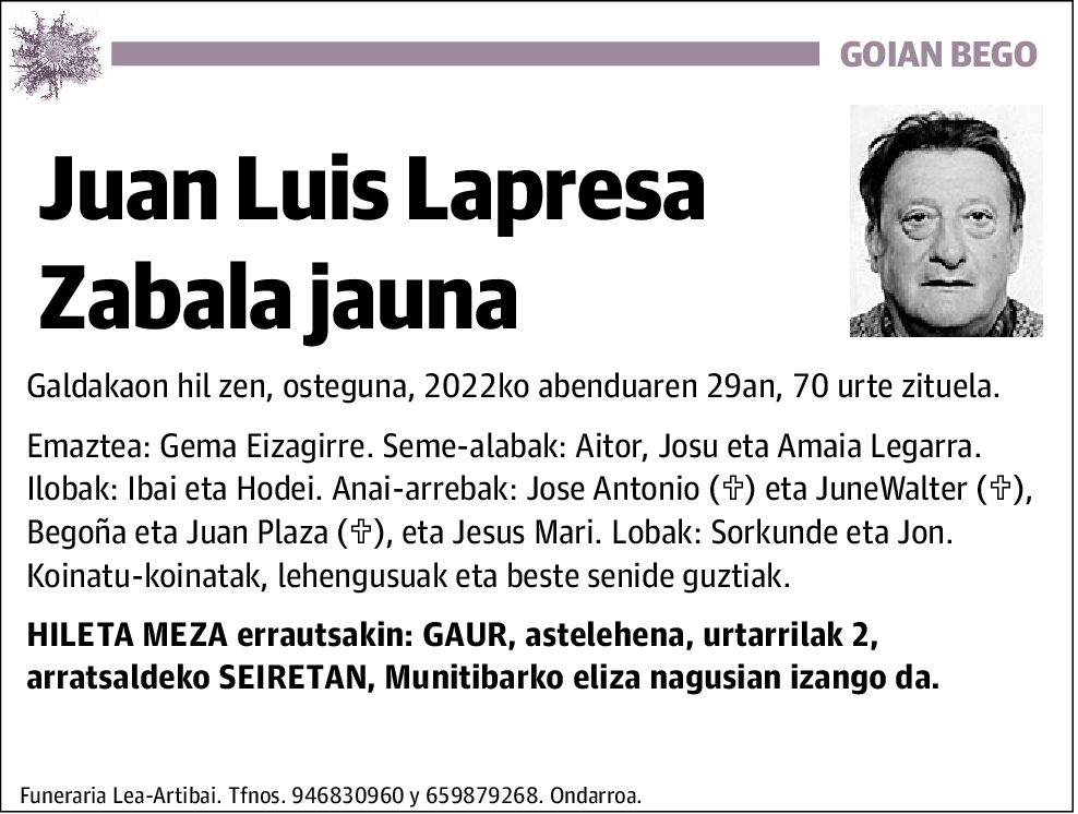 Juan Luis Lapresa Zabala