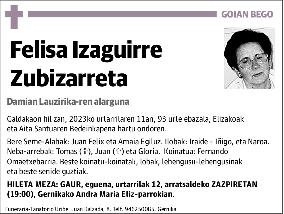 Felisa Izaguirre Zubizarreta