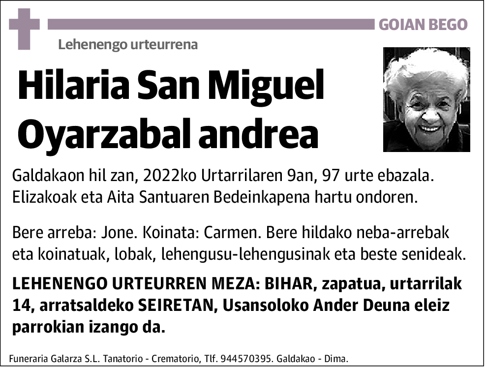 Hilaria San Miguel Oyarzabal