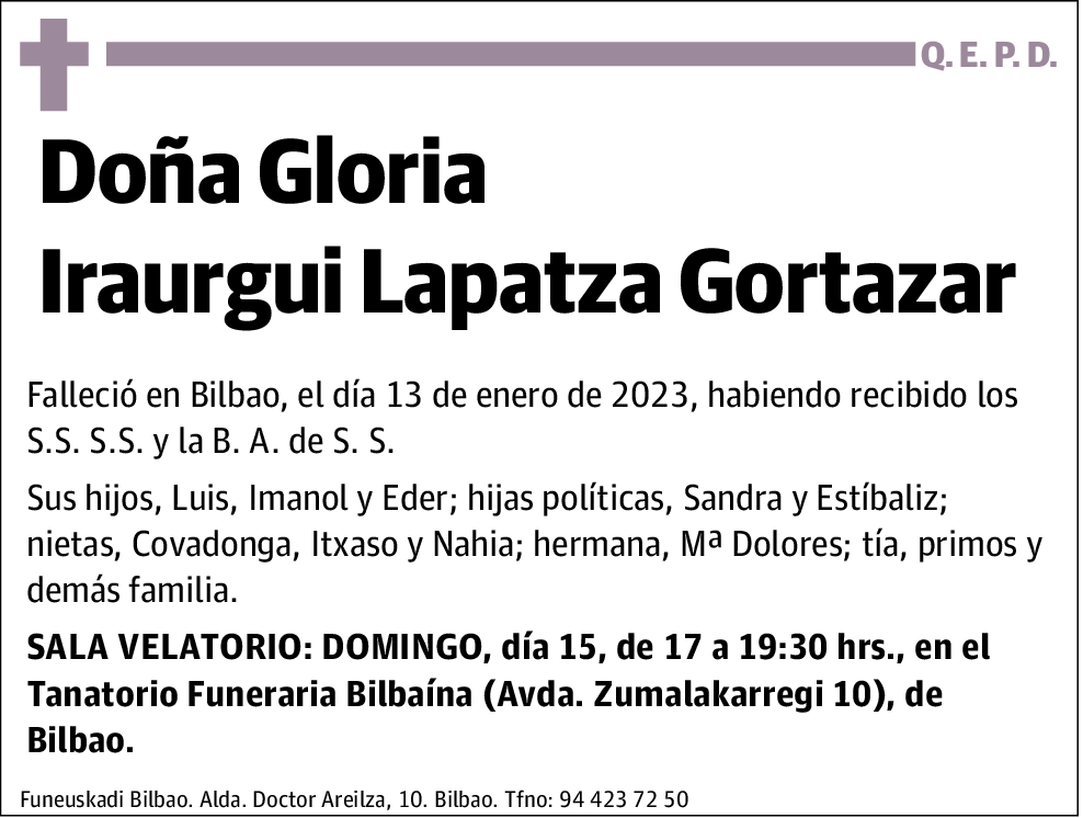Gloria Iraurgui Lapatza Gortazar