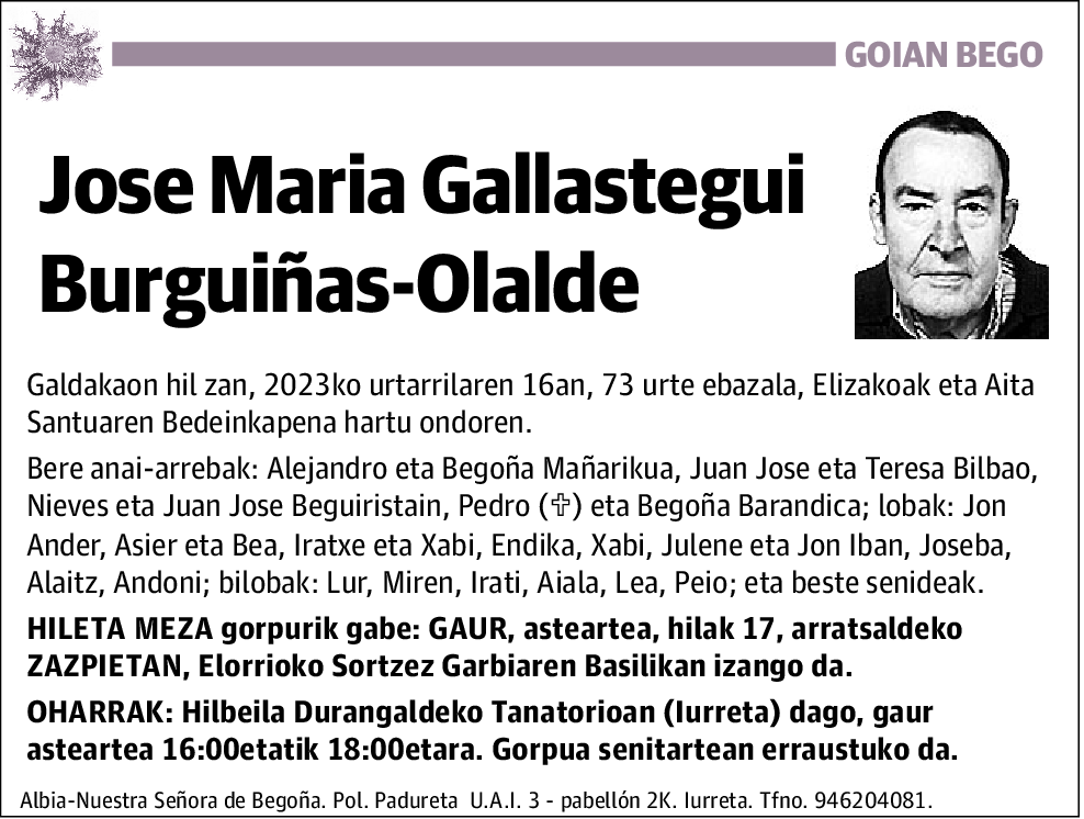 Jose Maria Gallastegui Burguiñas-Olalde