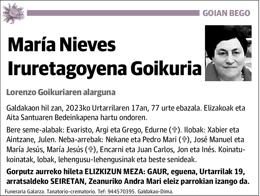 María Nieves Iruretagoyena Goikuria