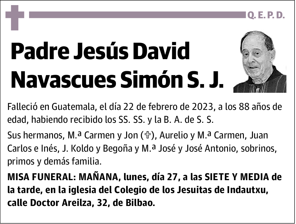 Padre Jesús David Navascues Simón