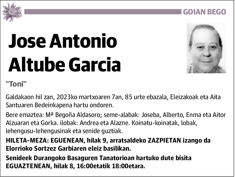 Jose Antonio Altube Garcia