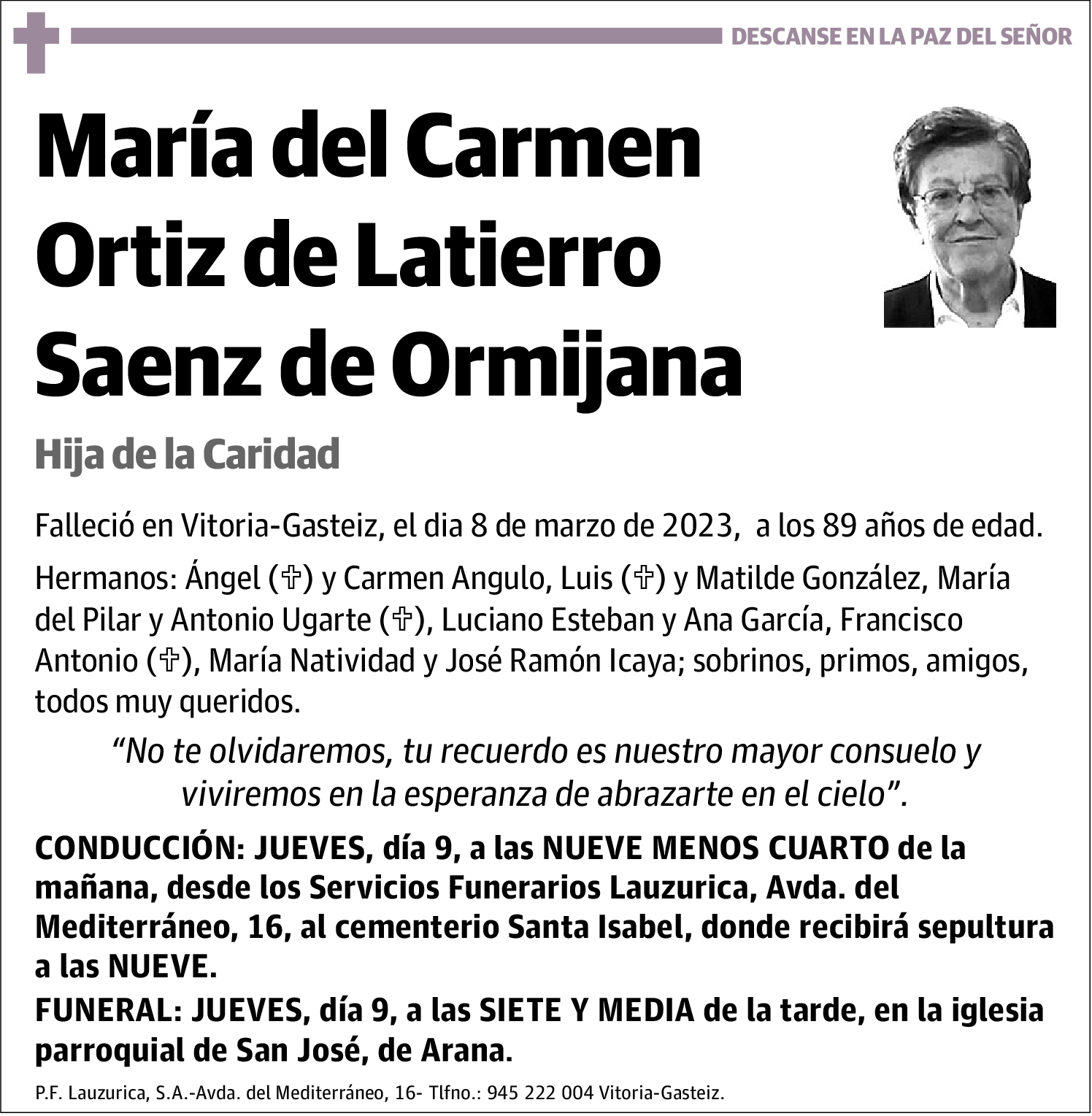 Maria del Carmen Ortiz de Latierro Saenz de Ormijana