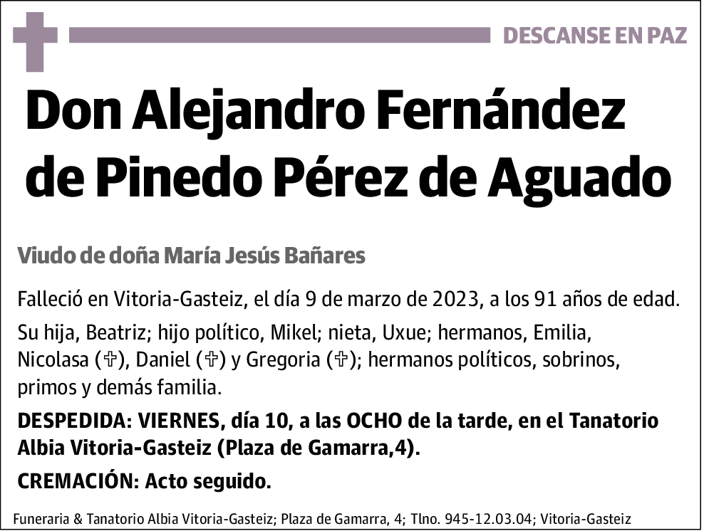 Alejandro Fernández de Pinedo Pérez de Aguado