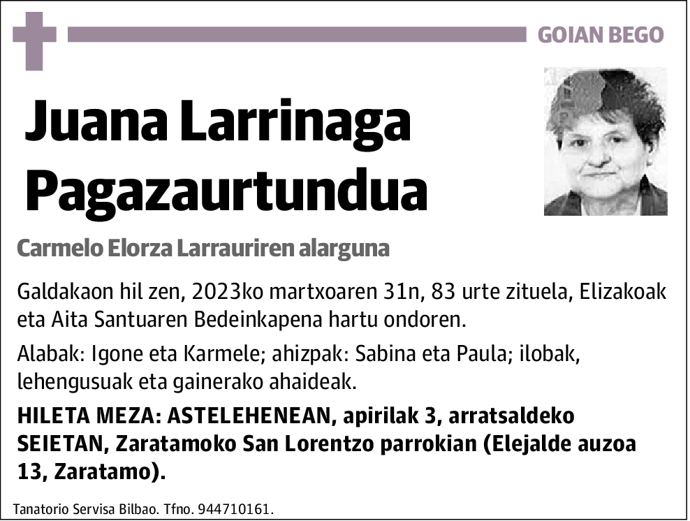 Juana Larrinaga Pagazaurtundua