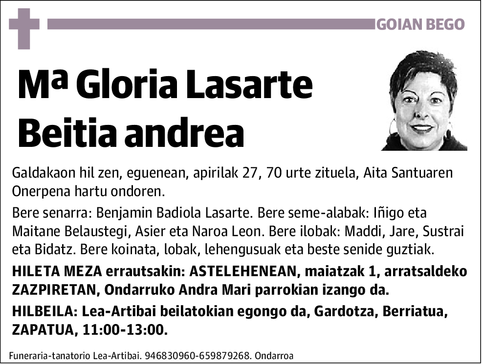 Mª Gloria Lasarte Beitia