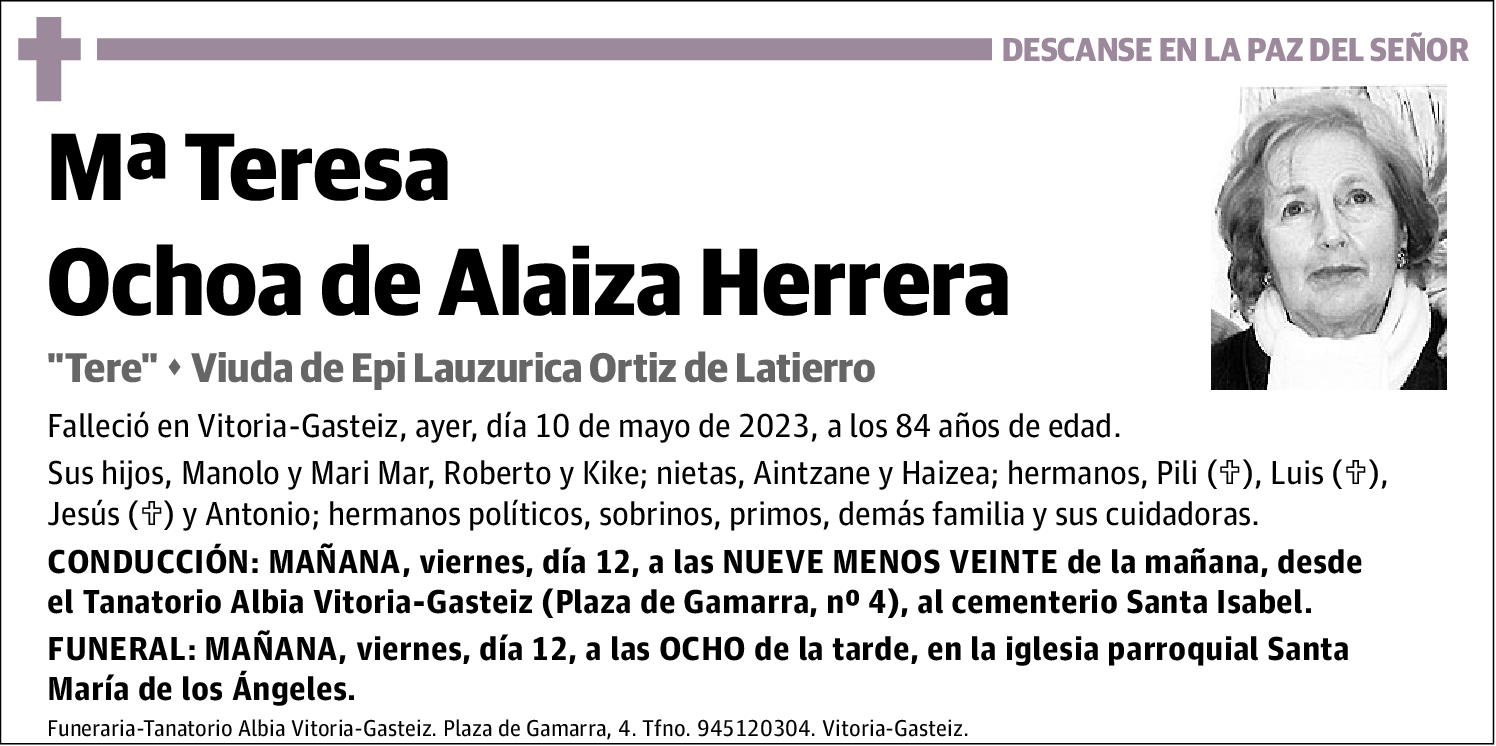 Mª Teresa Ochoa de Alaiza Herrera