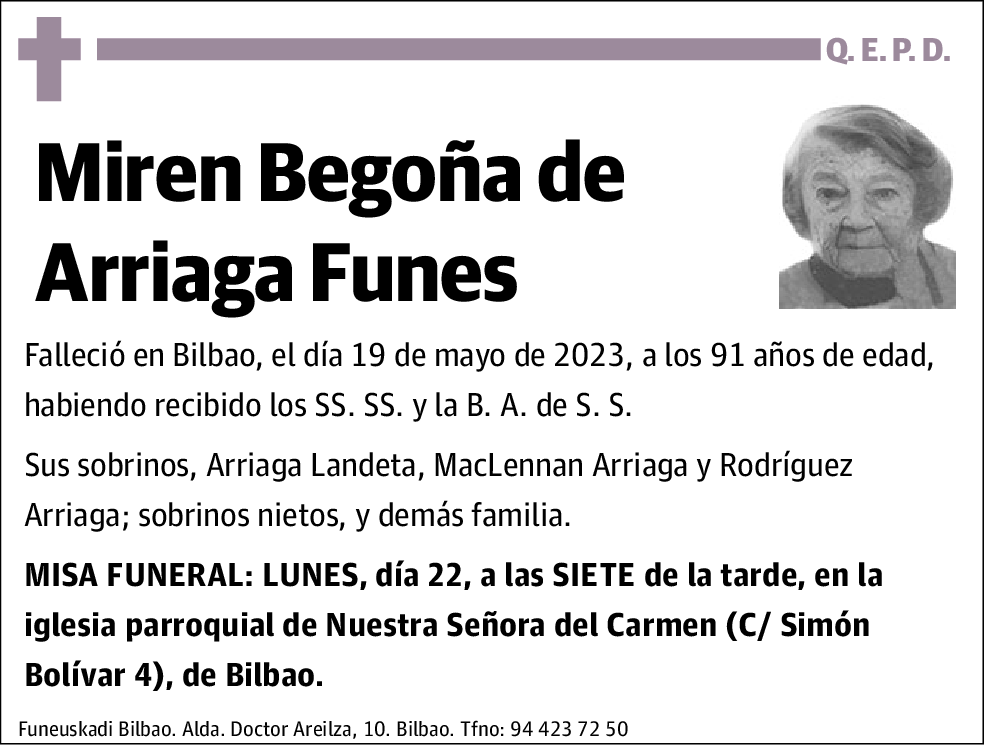 Miren Begoña de Arriaga Funes