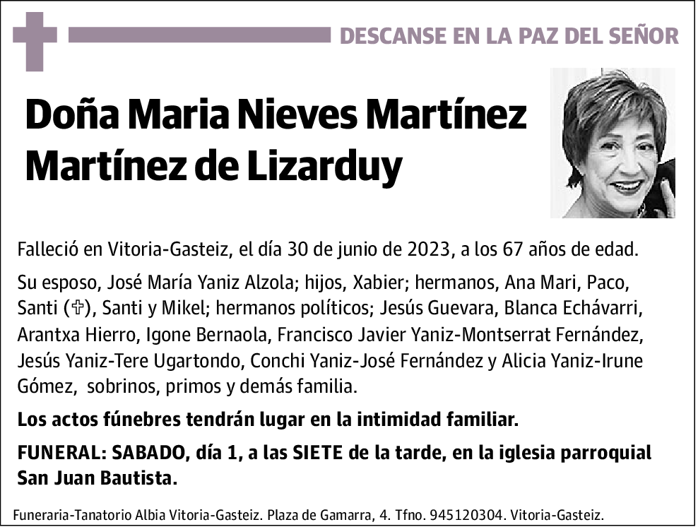 Maria Nieves Martínez Martínez De Lizarduy