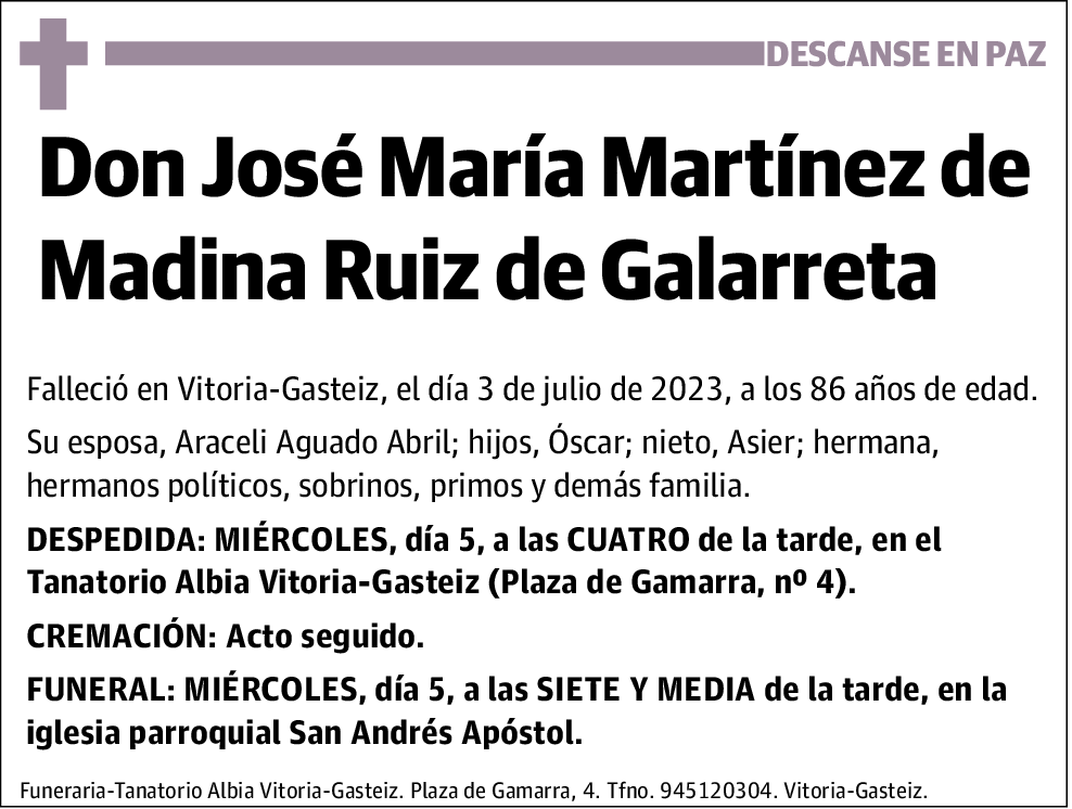 José María Martínez de Madina Ruiz De Galarreta