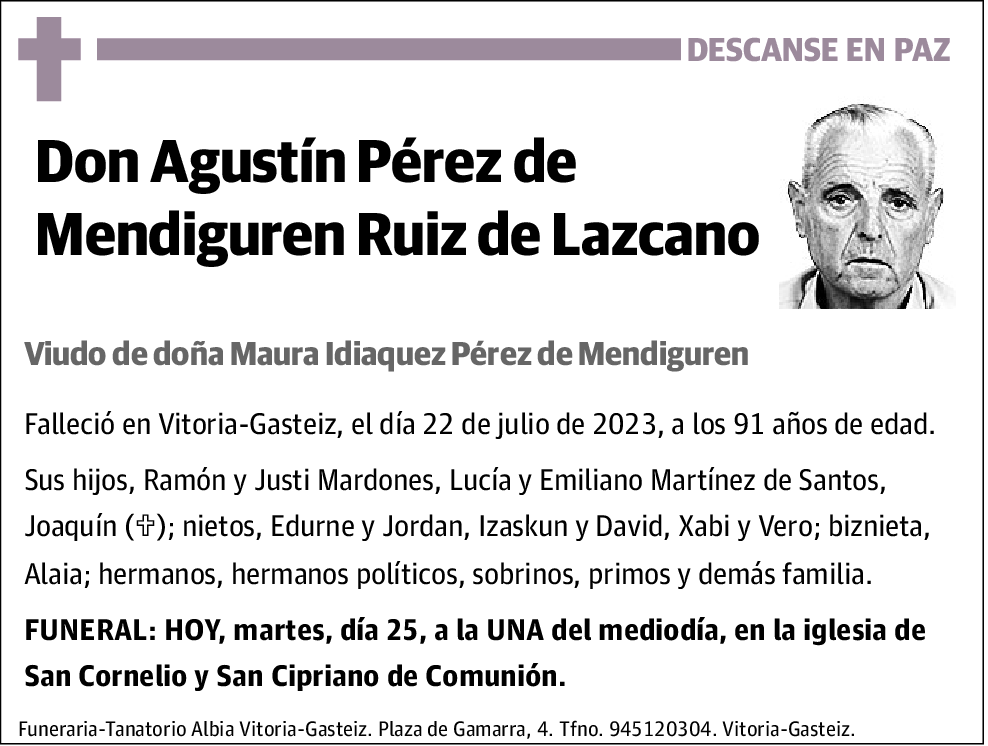 Agustín Pérez de Mendiguren Ruiz de Lazcano