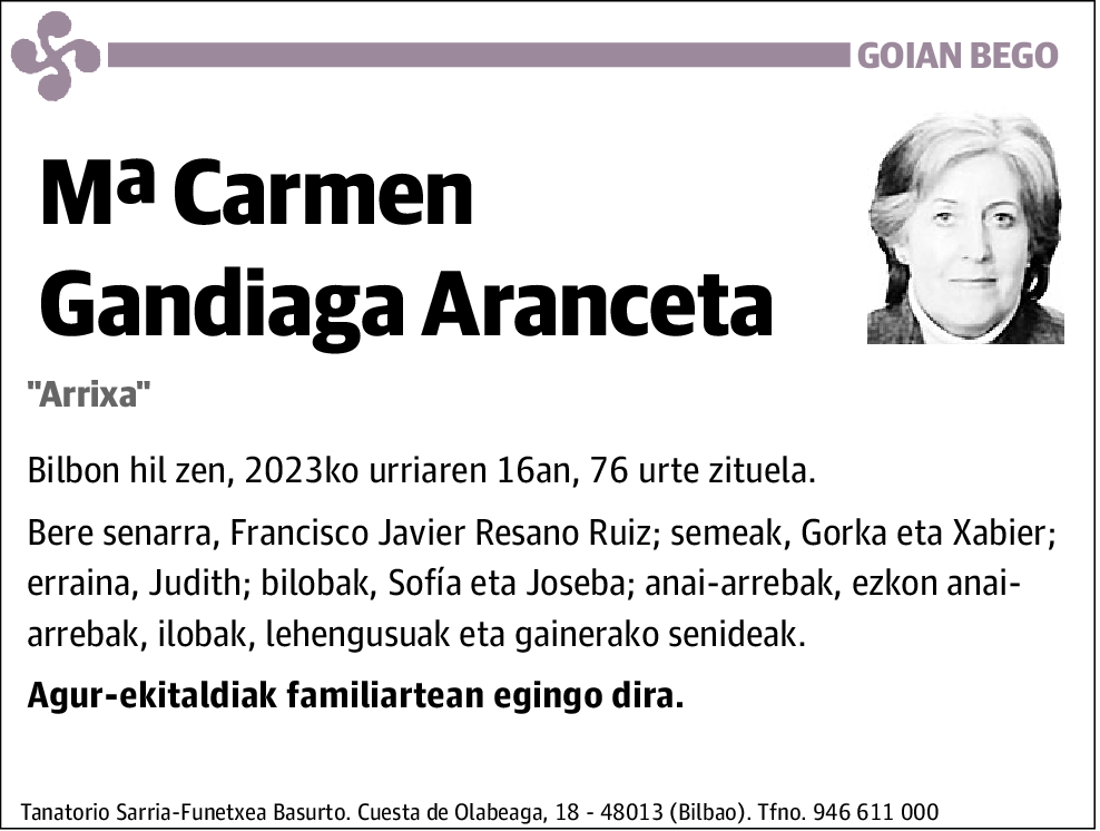 Mª Carmen Gandiaga Aranceta