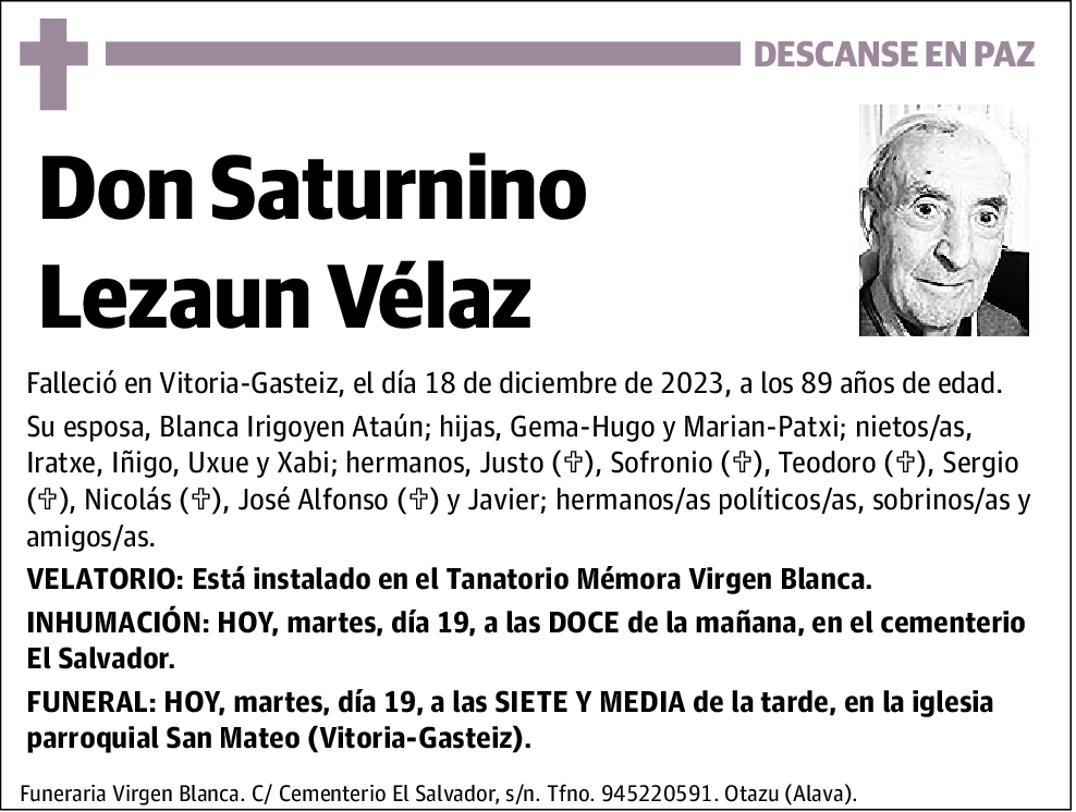 LEZAUN VÉLAZ,SATURNINO