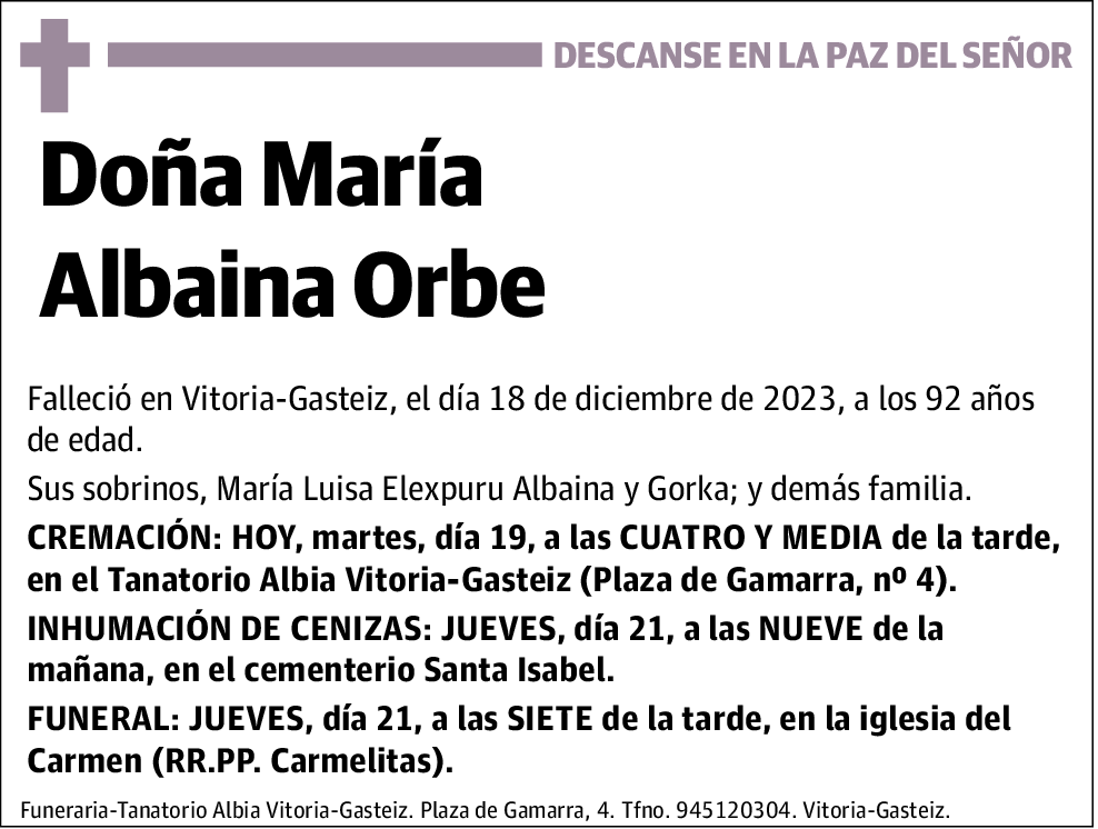 ALBAINA ORBE,MARÍA