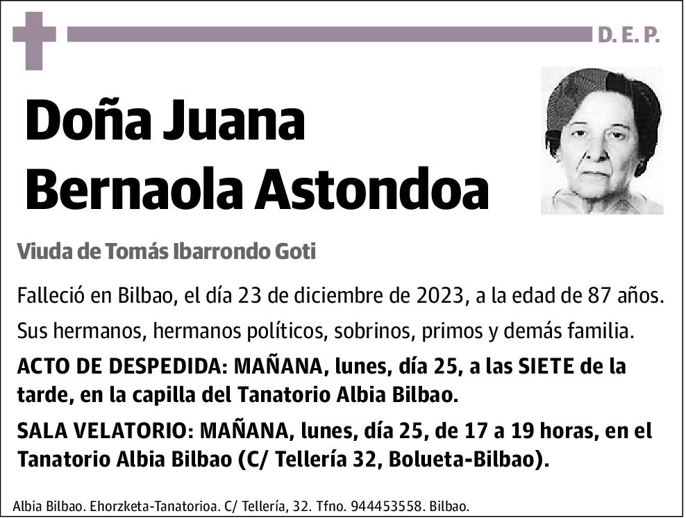 Juana Bernaola Astondoa