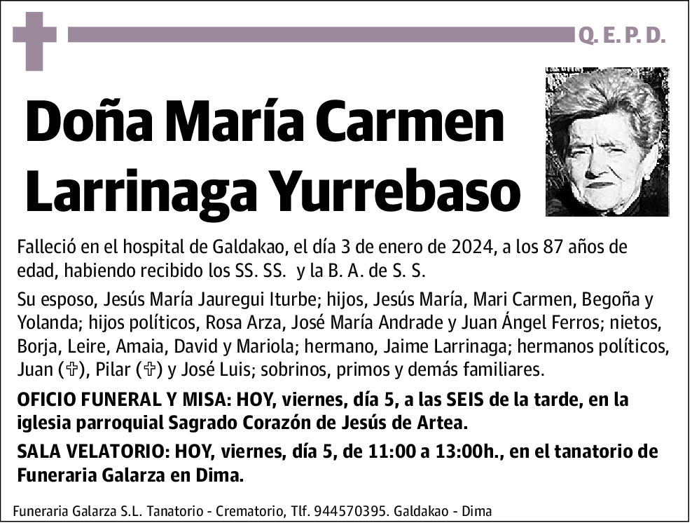 María Carmen Larrinaga Yurrebaso
