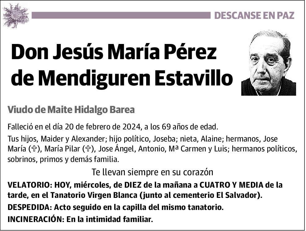 Jesús María Pérez de Mendiguren Estavillo