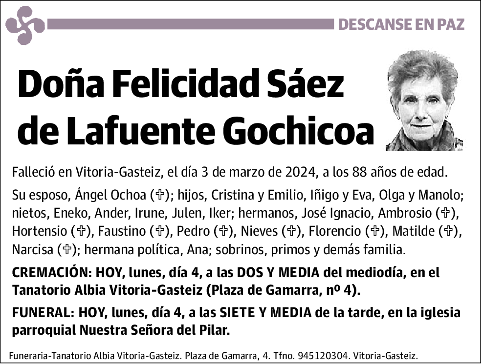 Felicidad Sáez de Lafuente Gochicoa