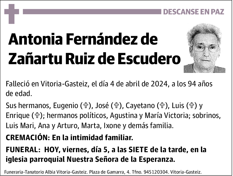 Antonia Fernández de Zañartu Ruiz de Escudero