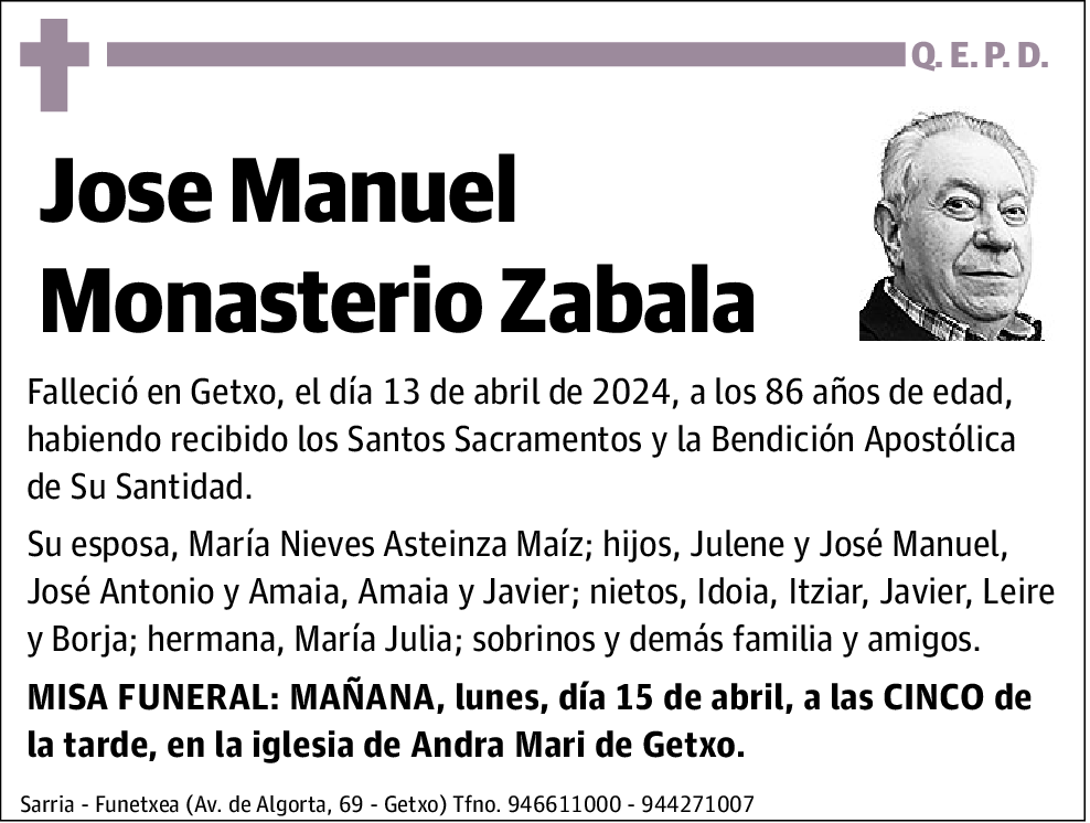 Jose Manuel Monasterio Zabala