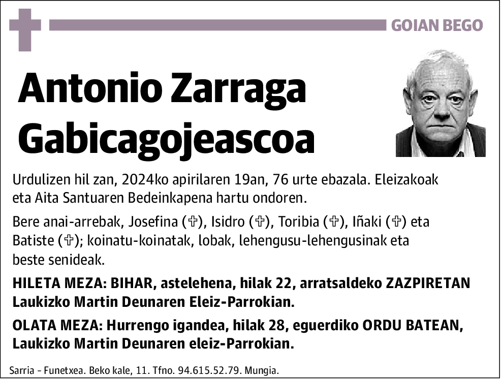 Antonio Zarraga Gabicagojeascoa