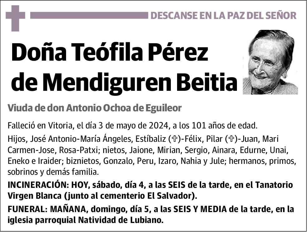 Teófila Pérez de Mendiguren Beitia