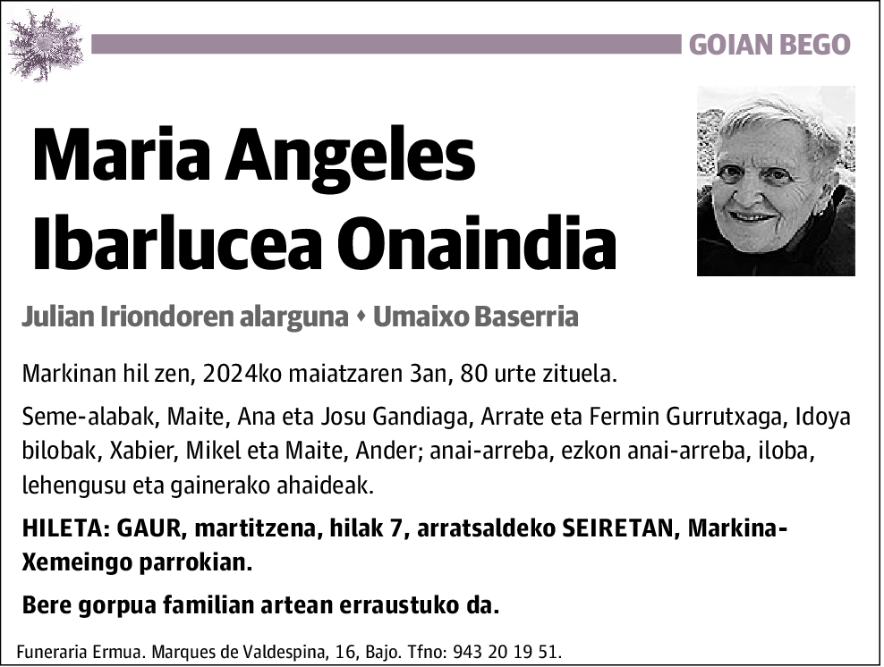 Maria Angeles Ibarlucea Onaindia
