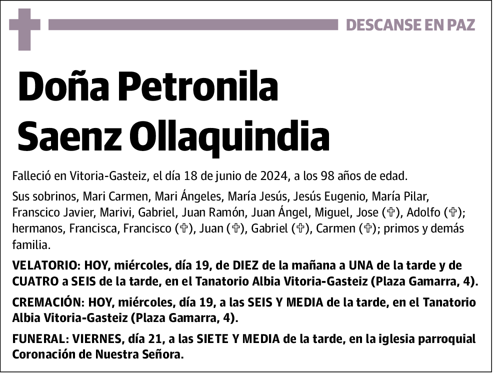 Petronila Saenz Ollaquindia