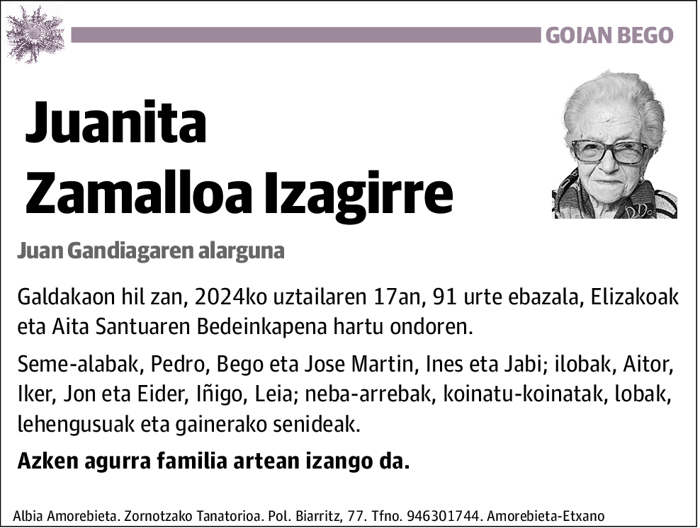 Juanita Zamalloa Izagirre