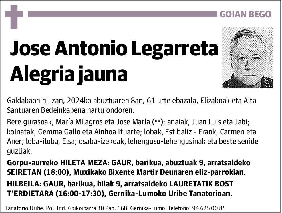 Jose Antonio Legarreta Alegria