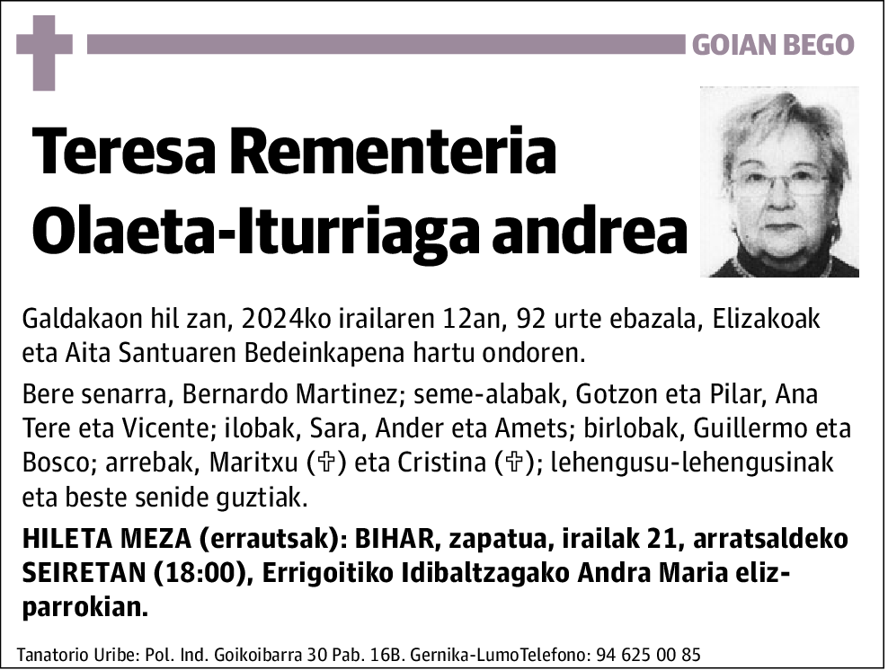 Teresa Rementeria Olaeta-Iturriaga