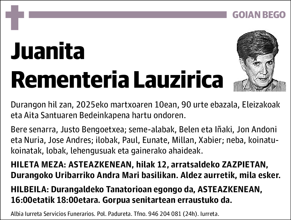 Juana Rementeria Lauzirica
