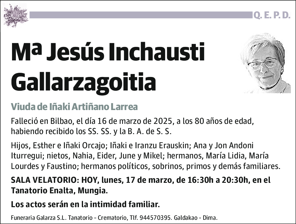 María Jesus Inchausti Gallarzagoitia