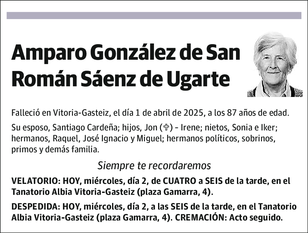 Amparo González de San Román Sáenz de Ugarte