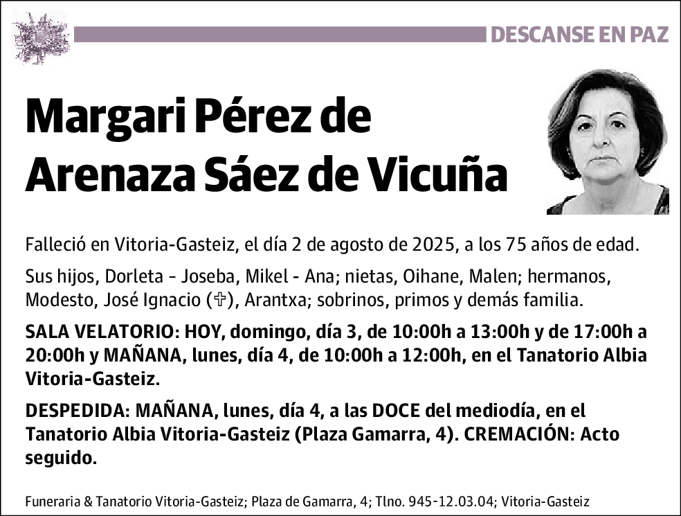 Margarita Pérez De Arenaza Saez De Vicuña