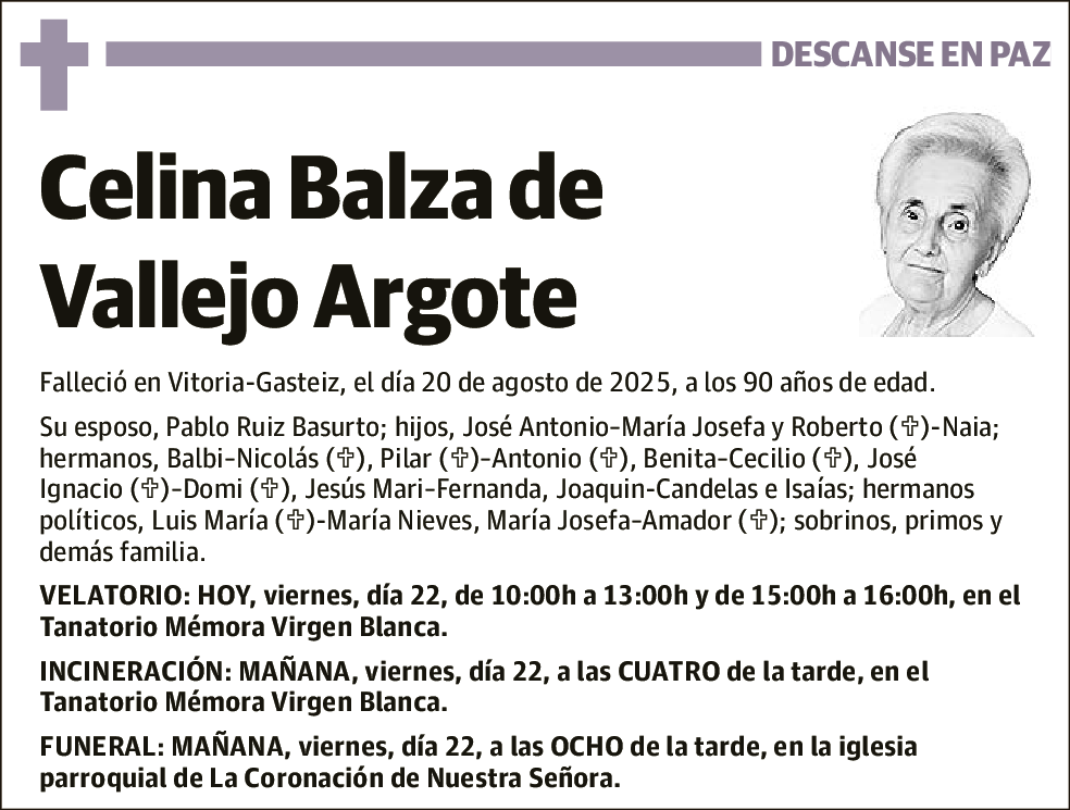 Celina Balza de Vallejo Argote