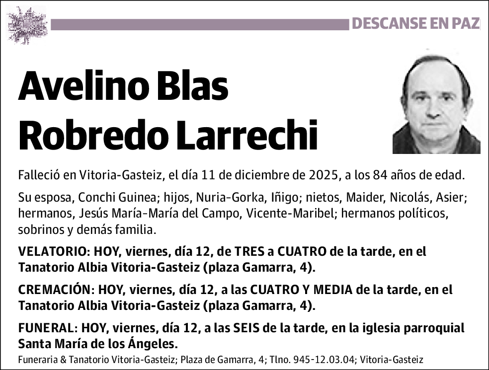 Avelino Blas Robredo Larrechi