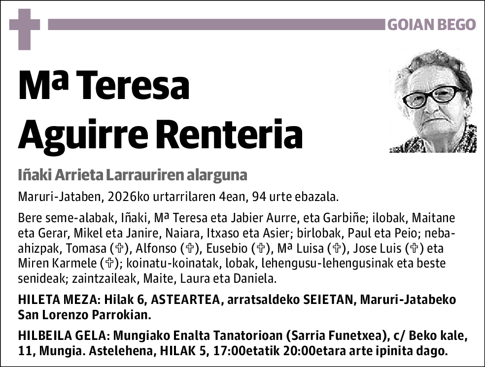 Mª Teresa Aguirre Renteria