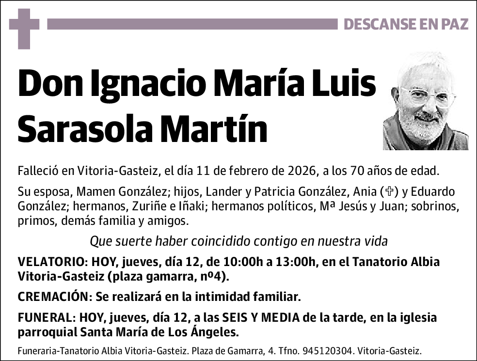 Ignacio María Luis Sarasola Martín