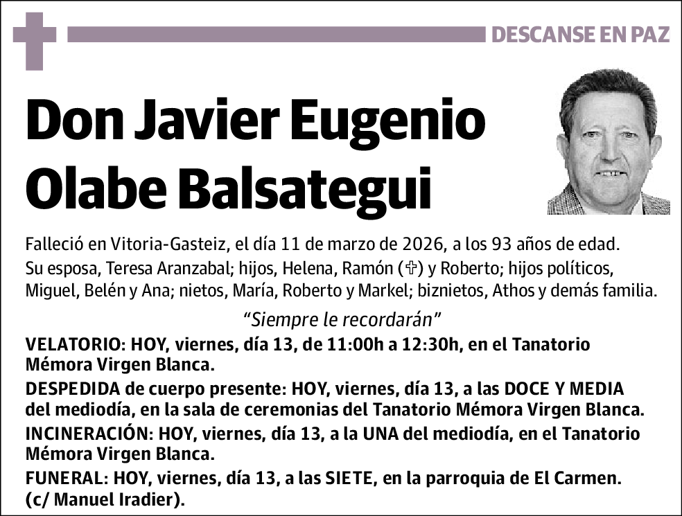 Javier Eugenio Olabe Balsategui