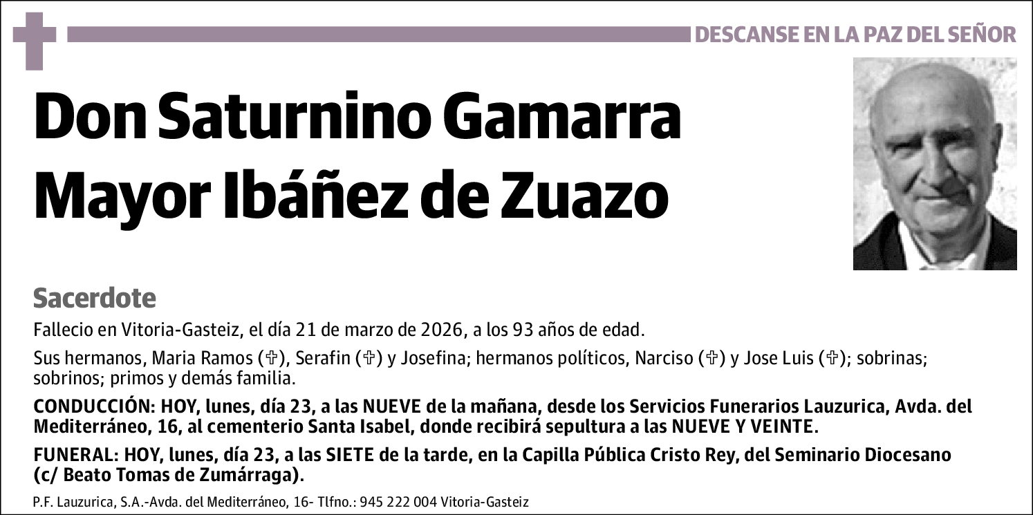 Saturnino Gamarra Mayor Ibáñez de Zuazo