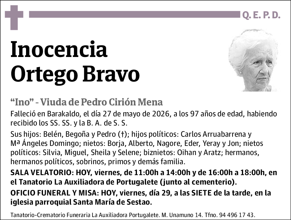 Inocencia Ortego Bravo