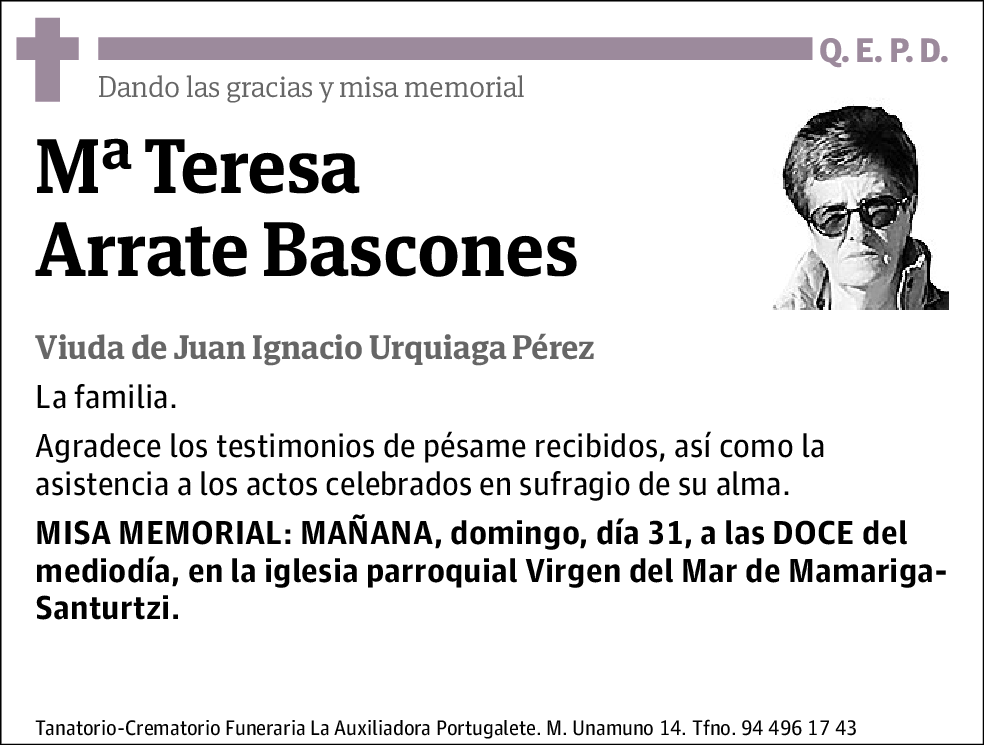 Mª Teresa Arrate Bascones