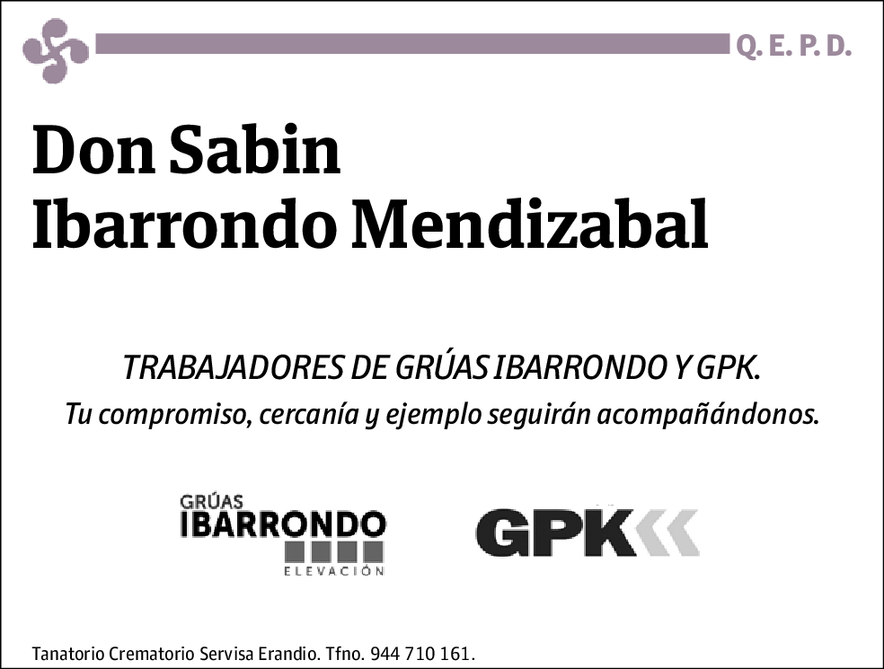 Sabin Gruas Ibarrondo Mendizabal