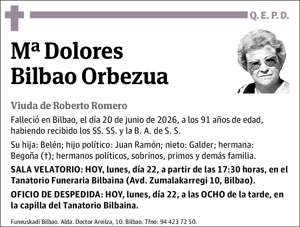 Mª Dolores Bilbao Orbezua