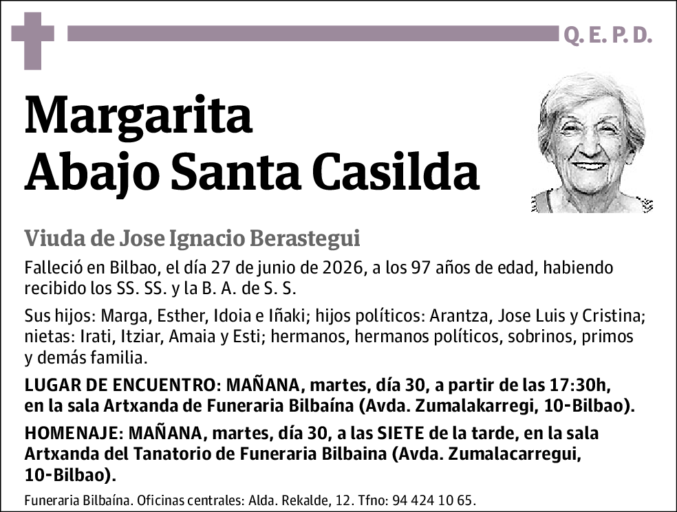 Margarita Abajo Santa Casilda